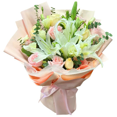 中山10朵玫瑰百合混搭，爱是难忘时刻